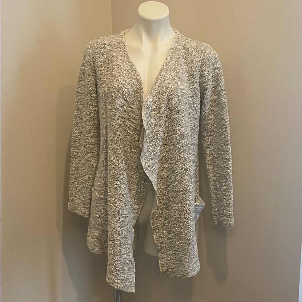 Style & Co. Gray Ruffle-Front Open Cardigan